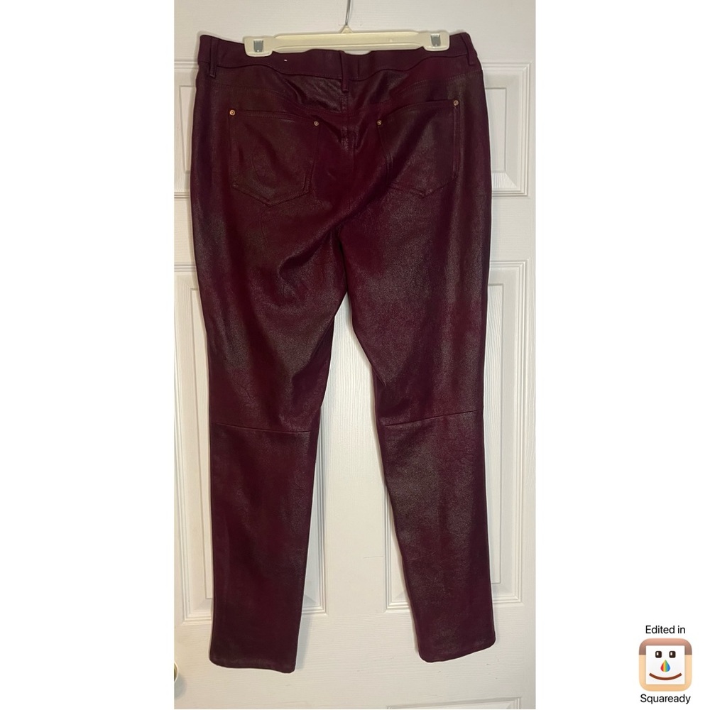 Chico’s Faux Leather Burgundy Pants - Picture 2 of 5